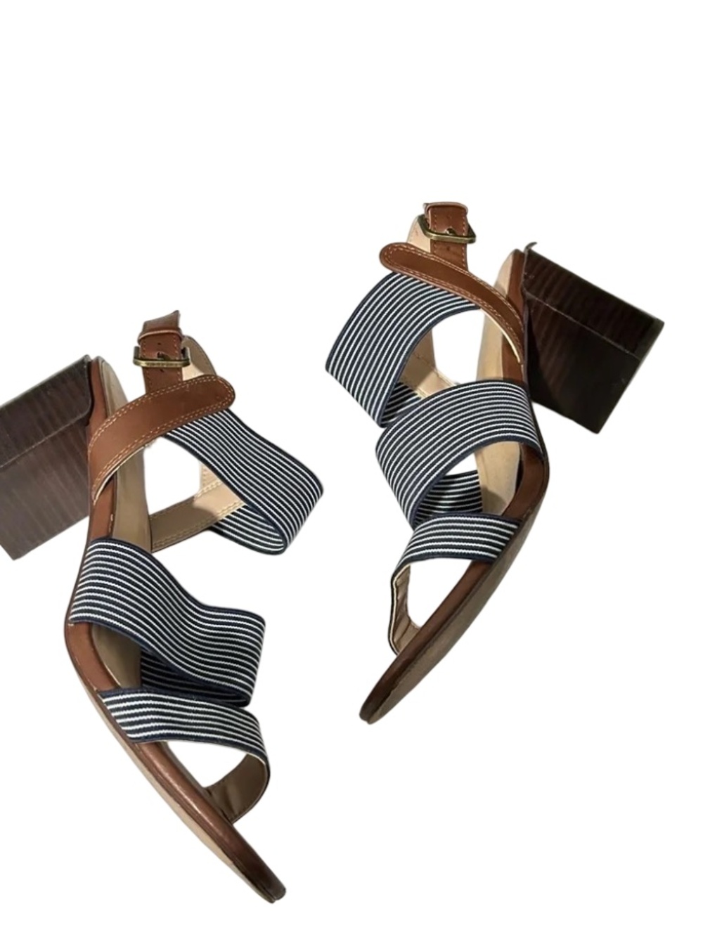 Stitchfix Market & Spruce Blue Stripe Elastic Strap Heel Size 8